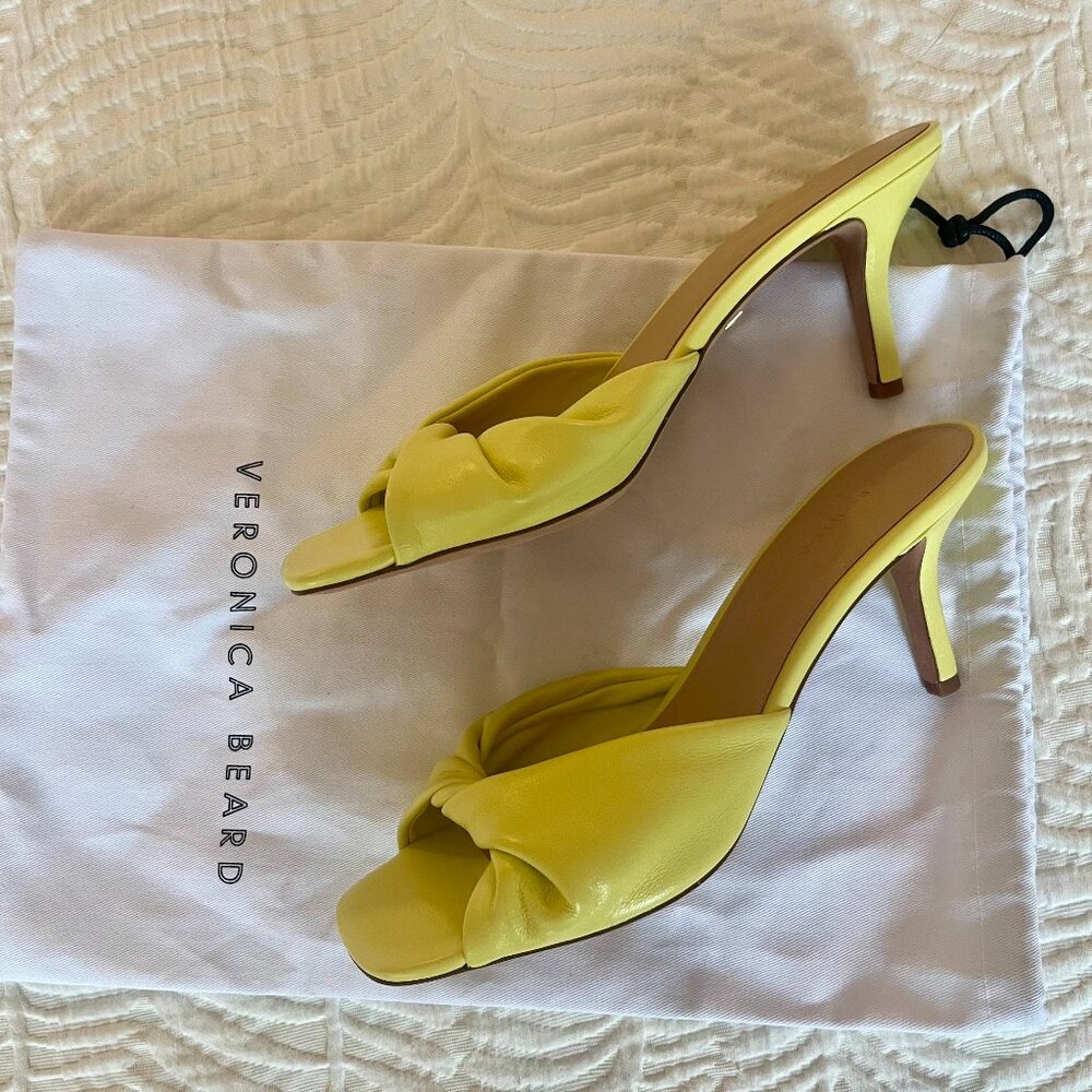 Veronica Beard Yellow Kitten Heel Sandals